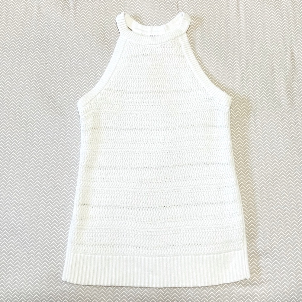 Gap Womens White‎ Crochet Knit Halter Neck Sleeveless Tank Top XS White - Picture 8 of 10